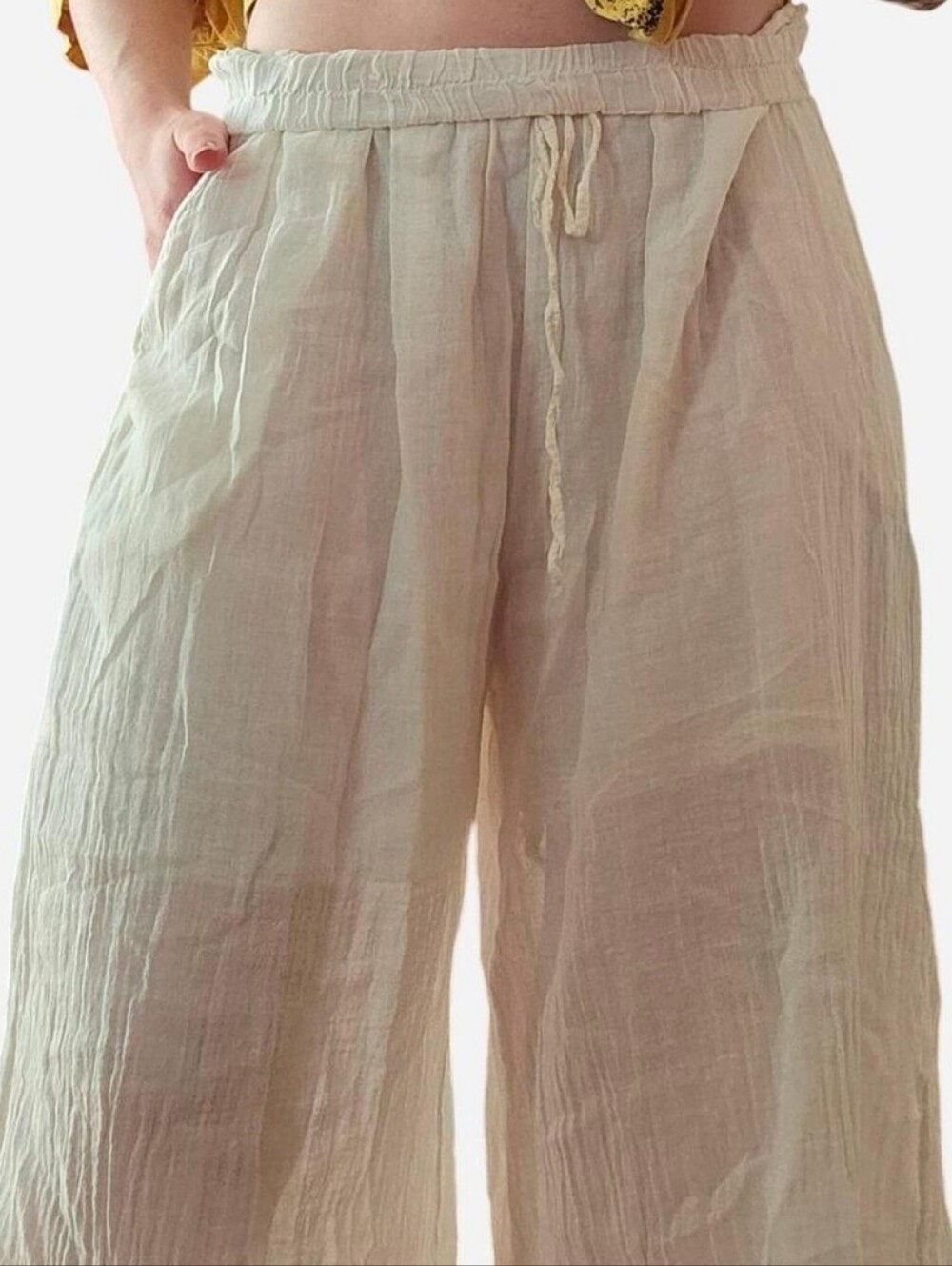 Cotton flowy white/cream wide leg pant